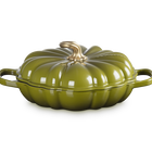 Le Creuset Cast Iron Signature Pumpkin Shallow Casserole 28cm OliveOlive image number 1